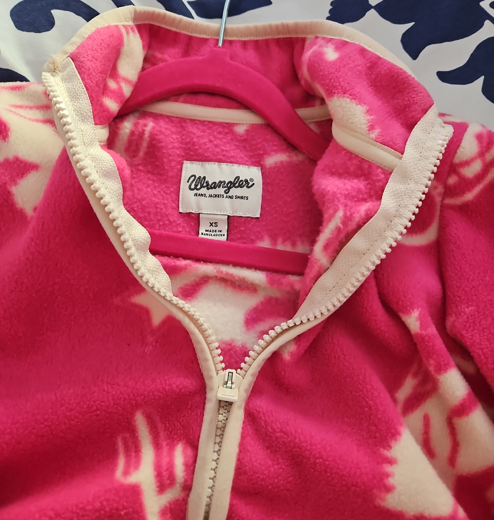 Wrangler Hot Pink and Cream Fleece Zip Jacket